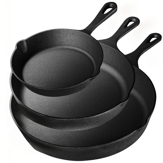 Cast Iron Skillet Set: 6"/8"/10" Diameter, 3 Pieces